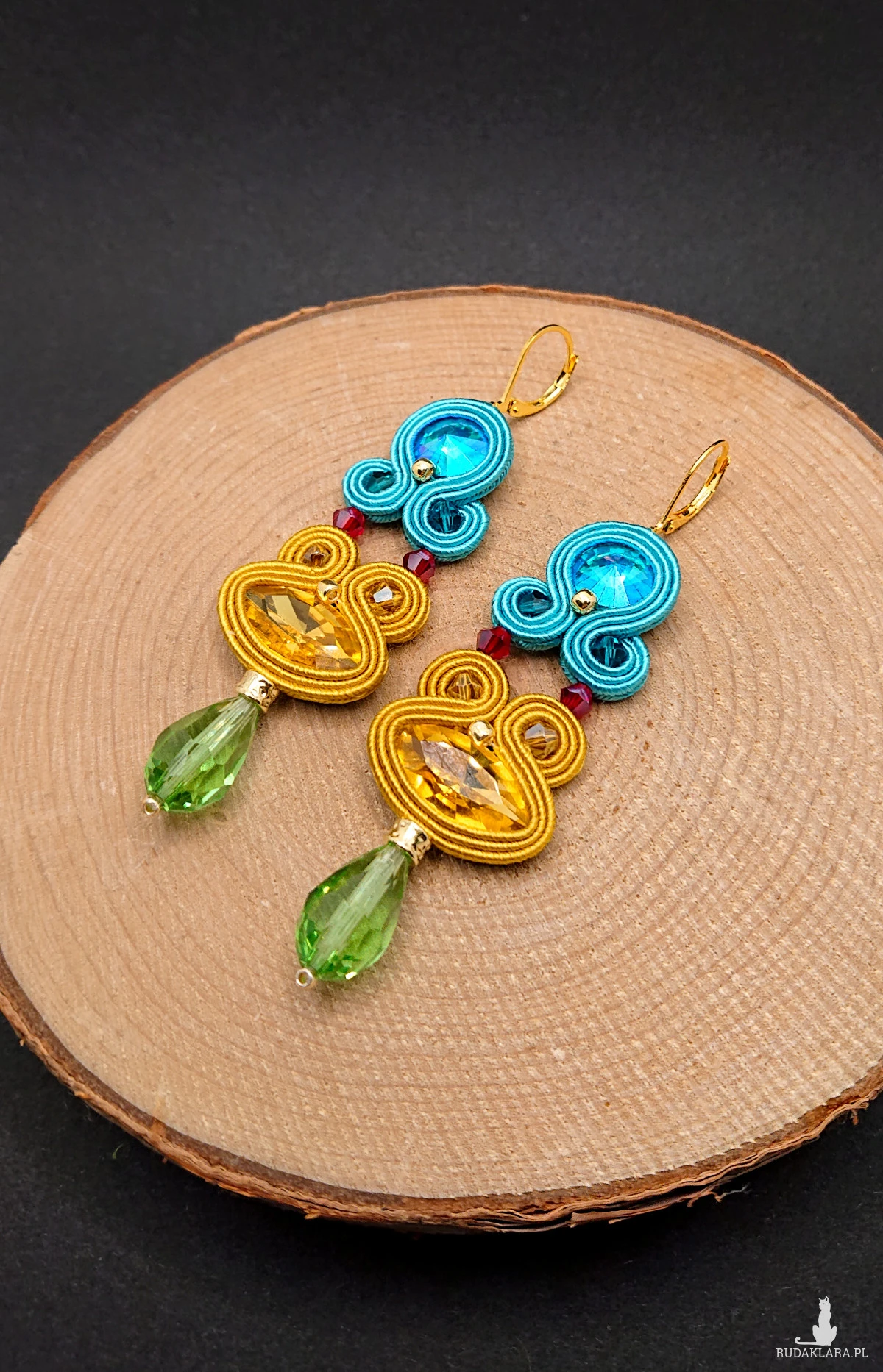 KOLOROWE KOLCZYKI SUTASZ Z KRYSZTAŁKAMI 9